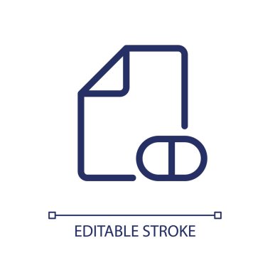 Elektronik reçeteli piksel mükemmel doğrusal ui simgesi. Dijital kayıt. Hasta için ilaç. GUI, UX tasarımı. Uygulama ve web için izole edilmiş kullanıcı arayüzü ögesi. Düzenlenebilir felç. Kullanılan Arial yazı tipi