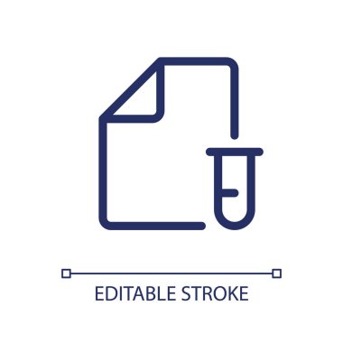 Elektronik test kaydı pikseli mükemmel doğrusal ui simgesi. Tıbbi tarama sonuçları. Test paneli. GUI, UX tasarımı. Uygulama ve web için izole edilmiş kullanıcı arayüzü ögesi. Düzenlenebilir felç. Kullanılan Arial yazı tipi