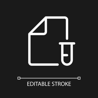 Elektronik test kaydı pikseli koyu renk tema için mükemmel beyaz doğrusal ui simgesi. Tıbbi tarama. Vektör çizgisi çizimi. Gece modu için izole edilmiş kullanıcı arayüzü sembolü. Düzenlenebilir felç. Kullanılan Arial yazı tipi