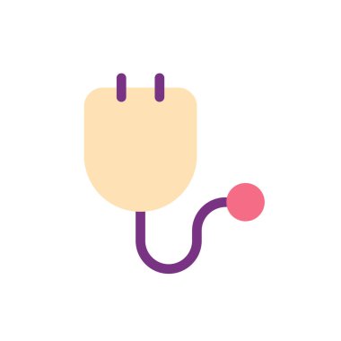 Steteskop düz renk ui ikonu. Tıbbi inceleme aracı. Profesyonel ekipmanlar. Mobil uygulama için basit doldurulmuş öge. Renkli, sağlam bir resim. Vektör izole edilmiş RGB illüstrasyonu