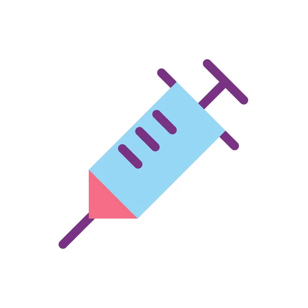 Spruta Platt Färg Ikon Regelbunden Vaccination Och Immunisering Medicinering Injektion — Stock vektor