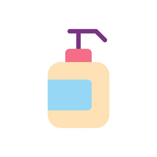 手洗清洗剂扁平的彩绘图标 液体消毒剂 泵瓶子包装 预防感染 移动应用程序的简单填充元素 色彩斑斓的立体象形文字 矢量隔离Rgb示例 — 图库矢量图片