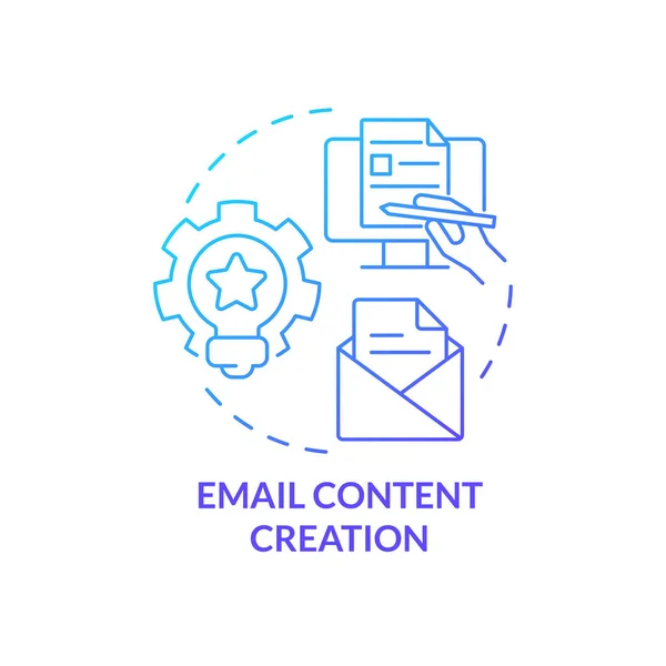 Email Content Creation Blue Gradient Concept Icon Envoyez Message Intégration — Image vectorielle