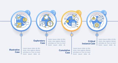 Vaka çalışma çemberi bilgi şablonu türleri. Yöntemler. Veri görselleştirmesi 4 adımda. Düzenlenebilir zaman çizelgesi. Satır simgeleriyle çalışma akışı düzeni. Kullanılan Lato Kalın, Düzenli yazı tipleri