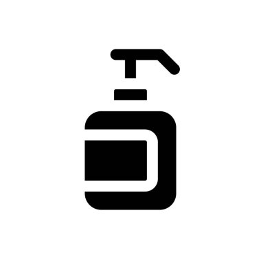 El dezenfektanı siyah glyph ui ikonu. Sıvı dezenfektan. Pompa şişesi. Kullanıcı arayüzü tasarımı. Beyaz uzayda siluet sembolü. Ağ ve cep telefonu için sağlam bir resim. İzole vektör illüstrasyonu