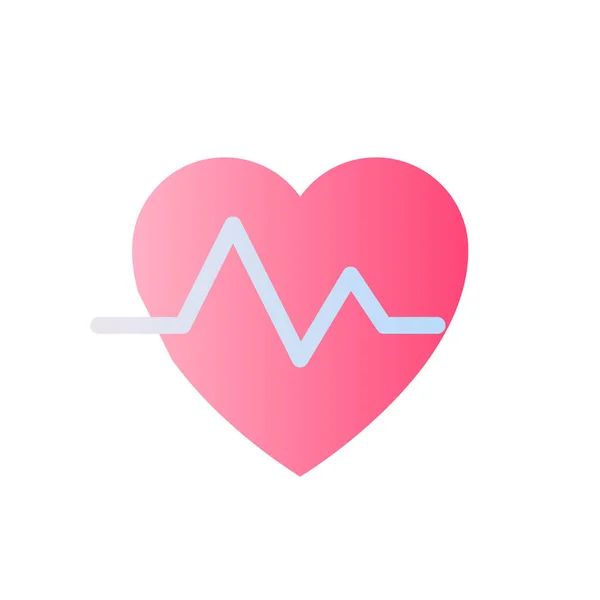 Icono Bicolor Con Gradiente Plano Cardiograma Medición Frecuencia Cardíaca Chequeo — Archivo Imágenes Vectoriales