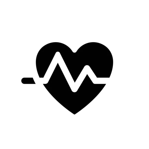 Cardiogram Black Glyph Icon 심박수 사용자 인터페이스 디자인 실루엣은 공간에 — 스톡 벡터