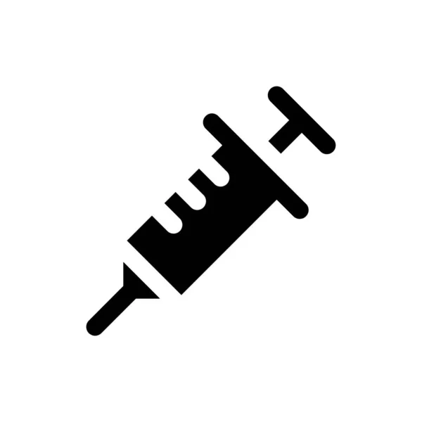 Şırınga Siyah Glyph Ikonu Düzenli Aşı Bağışıklık Enjeksiyon Kullanıcı Arayüzü — Stok Vektör