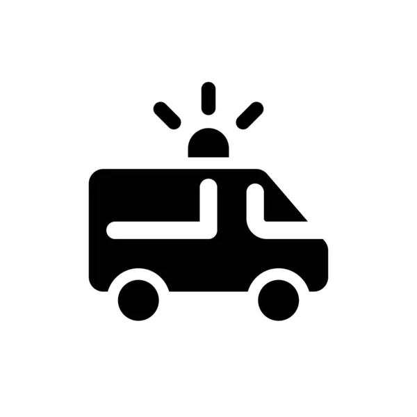 救护车黑色色彩艳丽图标 紧急医疗救助 Ems车 用户界面设计 白色空间上的轮廓符号 用于网络 移动的实心象形文字 孤立的矢量说明 — 图库矢量图片