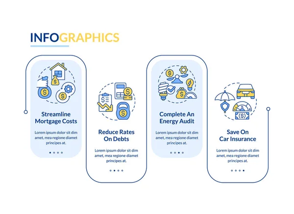 Orçamento Para Inflação Modelo Infográfico Retângulo Azul Visualização Dados Com —  Vetores de Stock