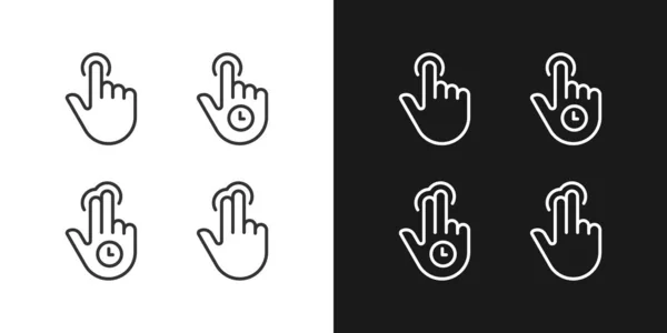 Lange Tippen Pixel Perfekte Lineare Symbole Für Dunkle Helle Modus — Stockvektor