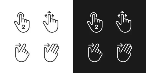 Drag Swipe Gestures Pixel Perfect Linear Icons Set Dark Light — Stock Vector