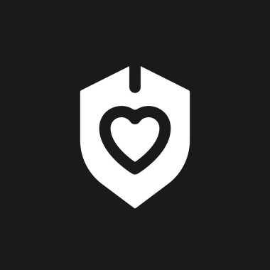 Bağışıklık sistemi karanlık mod simgesi. Organizma koruması. Sağlık sigortası. Kullanıcı arayüzü tasarımı. Siyah uzayda beyaz siluet sembolü. Ağ ve cep telefonu için sağlam bir resim. Vektör izole illüstrasyonu