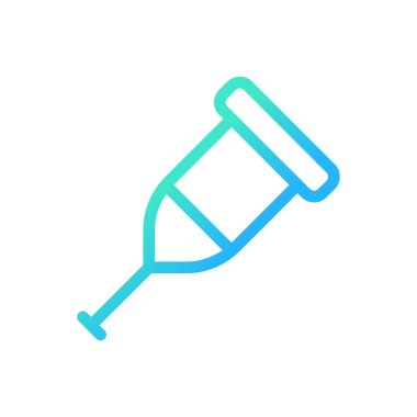 Koltuk değneği pikseli mükemmel gradyan doğrusal ui simgesi. Ortopedik cihaz. Yaralı bacak desteği. Rehabilitasyon. Satır rengi kullanıcı arayüzü sembolü. Modern tarz pictogram. Vektör izole edilmiş taslak çizimi