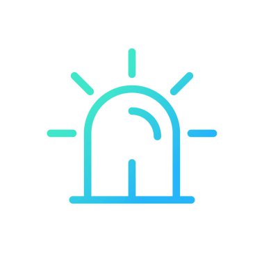 Siren pikseli mükemmel gradyan doğrusal ui simgesi. Acil durum araç ışıklandırması. Uyarı sinyali. Ambulans çağırın. Satır rengi kullanıcı arayüzü sembolü. Modern tarz pictogram. Vektör izole edilmiş taslak çizimi