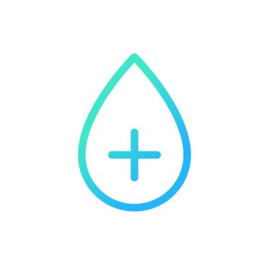 Pozitif kan grubu pikseli mükemmel gradyan doğrusal ui simgesi. Laboratuvar testi. Kan nakli. Satır rengi kullanıcı arayüzü sembolü. Modern tarz pictogram. Vektör izole edilmiş taslak çizimi