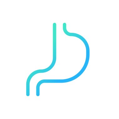 Mide pikseli mükemmel gradyan çizgisel ui simgesi. Sindirim sistemi kontrolü. Gastrobağırsak yolu. Satır rengi kullanıcı arayüzü sembolü. Modern tarz pictogram. Vektör izole edilmiş taslak çizimi