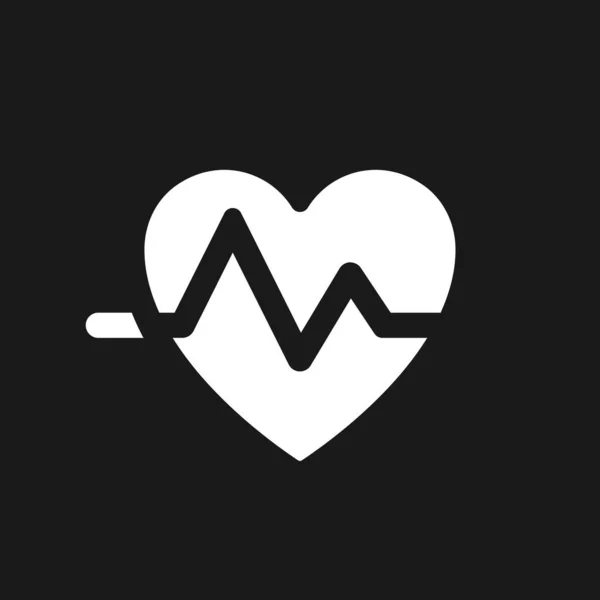 Kardiyogram Karanlık Mod Glyph Simgesi Kalp Atışı Sağlık Kontrolü Kullanıcı — Stok Vektör