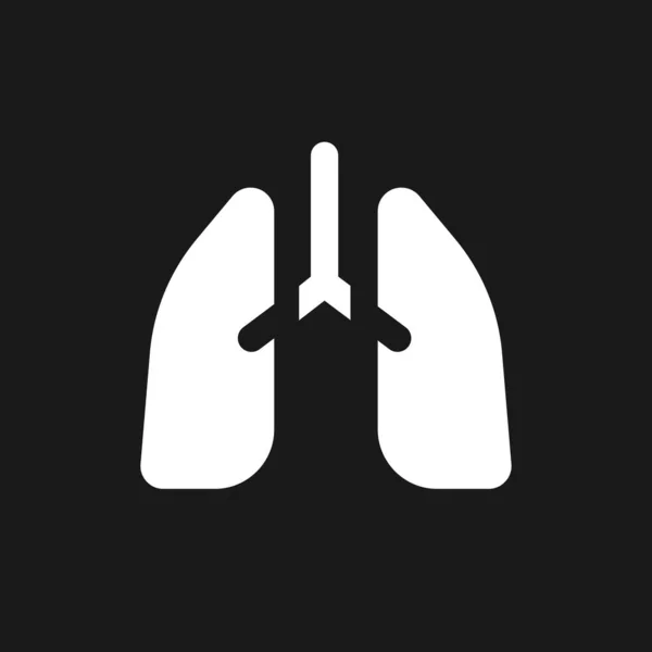 Płuca Ciemny Tryb Ikona Gliph Układ Oddechowy Leczenie Zapalenia Płuc — Wektor stockowy