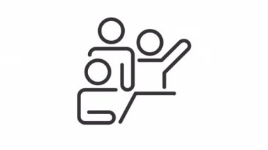 Animated collaboration linear icon. Working together on project. Team performance. Cooperation. Seamless loop 4k video with alpha channel on transparent background. Outline motion graphic animation