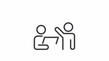 Animated coaching linear icon. Mentoring process. Employee training program. Manage performance. Seamless loop 4k video with alpha channel on transparent background. Outline motion graphic animation
