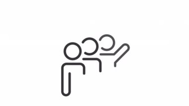 Animated succeeding linear icon. Successful teamwork. Effective management. Good performance. Seamless loop 4k video with alpha channel on transparent background. Outline motion graphic animation