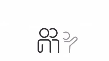 Animated communication linear icon. Exchanging ideas. Sharing opinions with colleagues. Seamless loop 4k video with alpha channel on transparent background. Outline motion graphic animation