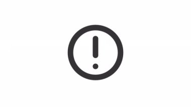 Animasyon uyarı doğrusal ui simgesi. Dairesel şekilli ünlem işareti. Şeffaf arkaplanda alfa kanalı olan kusursuz 4k döngüsü videosu. Taslak izole edilmiş kullanıcı arayüzü ögesi hareketli grafik canlandırması