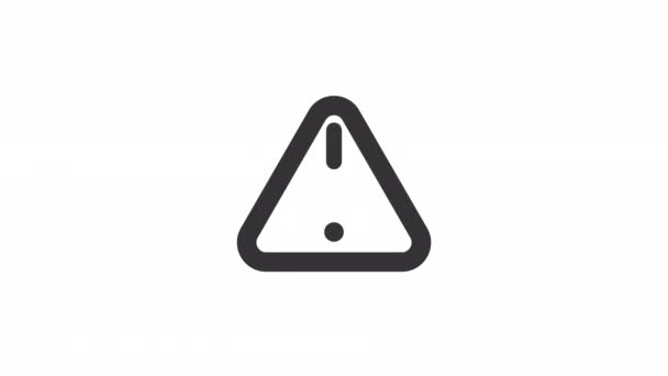 Icono Lineal Precaución Animada Signo Forma Triángulo Alerta Lazo Inconsútil — Vídeos de Stock