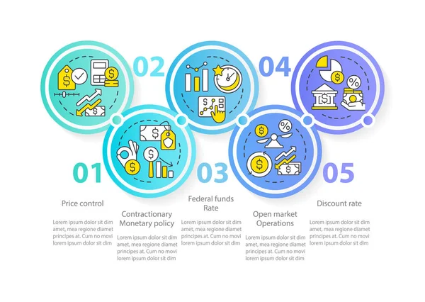 Hogyan Kezelheti Kormány Inflációs Kék Kör Infografikus Sablont Adatvizualizáció Lépésben — Stock Vector