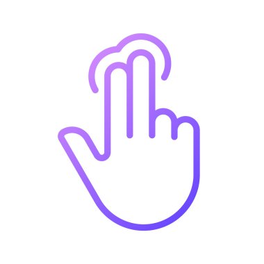 Çift parmak gradyan doğrusal vektör simgesi. Çoklu dokunmatik teknoloji. Ekran navigasyonuna dokunun. Akıllı telefon kontrolü. İnce çizgi renk sembolü. Modern tarz pictogram. Vektör izole çizimi