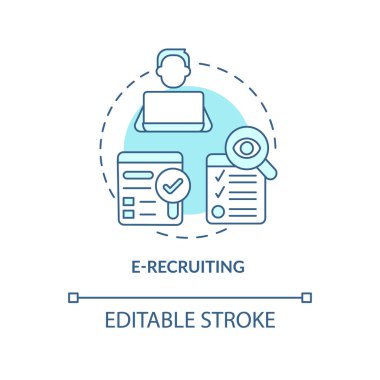 Turkuaz konsept ikonu oluşturuluyor. Uzaktan çalışan. İnternet alımı soyut fikir ince çizgi illüstrasyonu. İzole bir taslak çizim. Düzenlenebilir felç. Arial, Myriad Pro-Kalın yazı tipleri