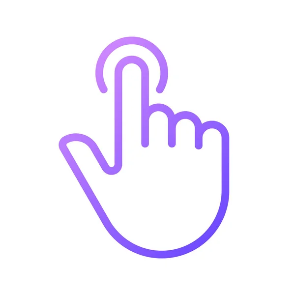 手指接触梯度直线矢量图标 触摸屏控制姿势 智能手机显示 电脑设备屏幕 细线颜色符号 现代风格的象形文字 矢量孤立轮廓图 — 图库矢量图片