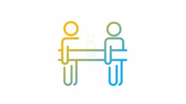 Animated support gradient icon. Help colleagues at work. Teambuilding activity. Friendship. Seamless loop 4k video with alpha channel on transparent background. Outline motion graphic animation