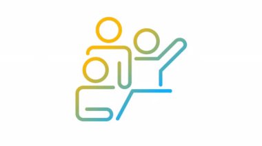 Animated collaboration gradient icon. Working together on project. Team performance. Cooperation. Seamless loop 4k video with alpha channel on transparent background. Outline motion graphic animation