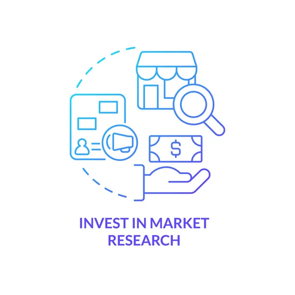 Investieren Sie Die Marktforschung Blue Gradient Concept Symbol Unternehmensanalyse Und — Stockvektor