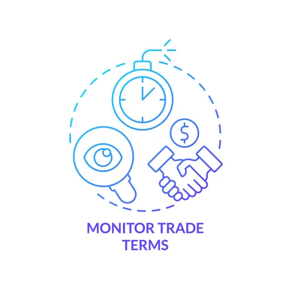 Monitorear Términos Comerciales Icono Concepto Gradiente Azul Distribuidores Pagar Negocios — Vector de stock