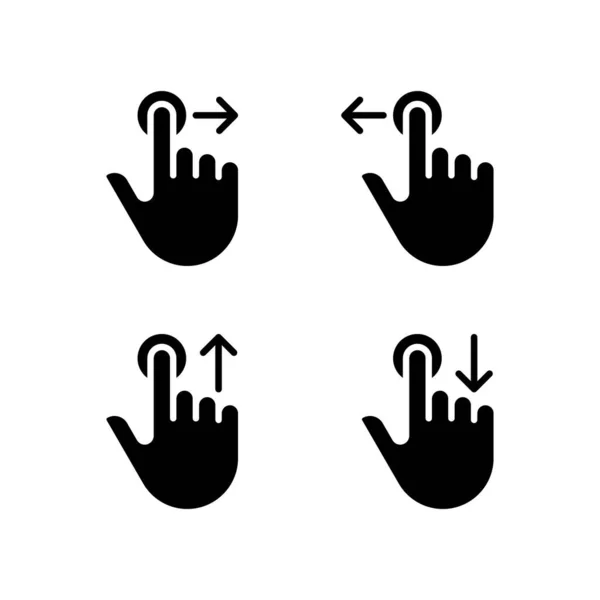 Halten Und Verschieben Sie Schwarze Glyphen Symbole Die Auf Den — Stockvektor