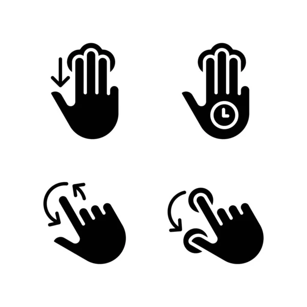 Multi Touch Control Black Glyph Icons Set White Space Three — Stock Vector