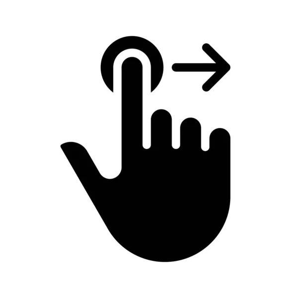 移动到右边的黑色字形图标 智能手机的互动 触摸屏和触摸板控制 擦拭和滑动 白色空间上的轮廓符号 实心象形文字 矢量孤立的说明 — 图库矢量图片