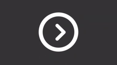 Animasyon beyaz çizgi ui simgesi. Sonraki web sayfası. Sağa git. Şeffaf arkaplanda alfa kanalı olan kusursuz 4k döngüsü videosu. Gece modu için izole edilmiş kullanıcı arayüzü hareketli grafik tasarımı