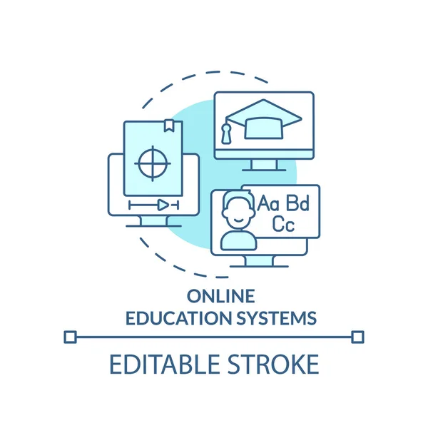 Sistemas Educación Línea Icono Concepto Turquesa Plataforma Internet Ilustración Línea — Vector de stock