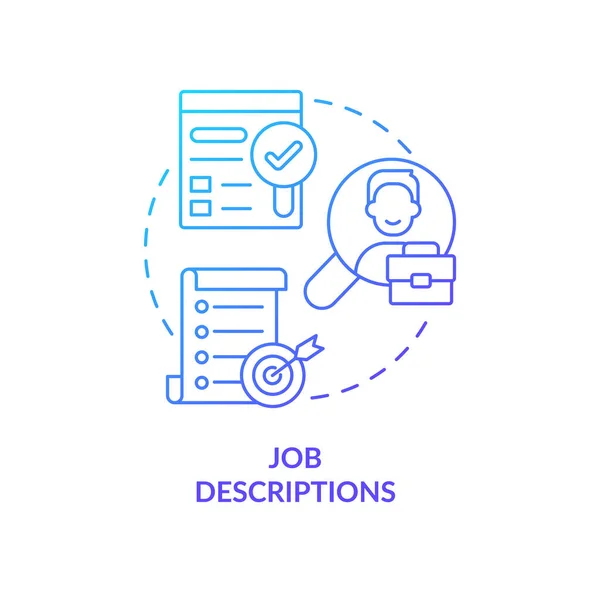 Descripciones Trabajo Icono Concepto Gradiente Azul Solicitante Reanudar Revisión Busca — Archivo Imágenes Vectoriales