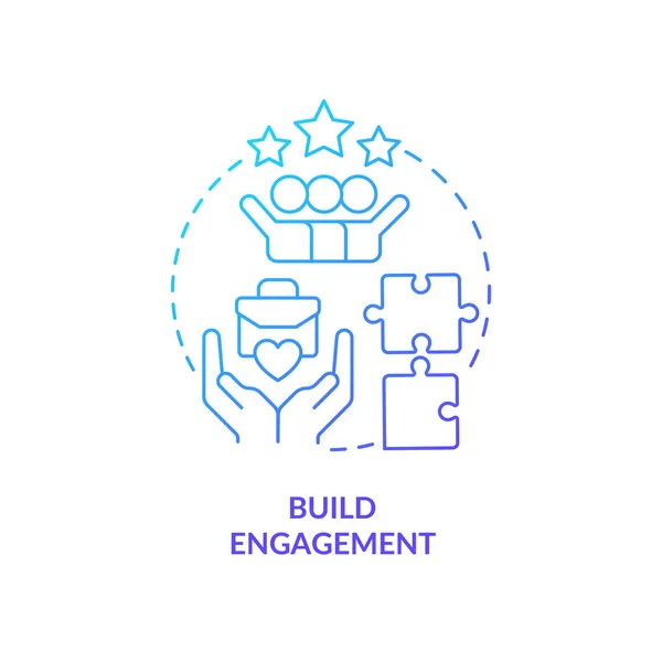 Construye Icono Concepto Degradado Azul Engagement Relación Empleados Empresa Comunicación — Vector de stock