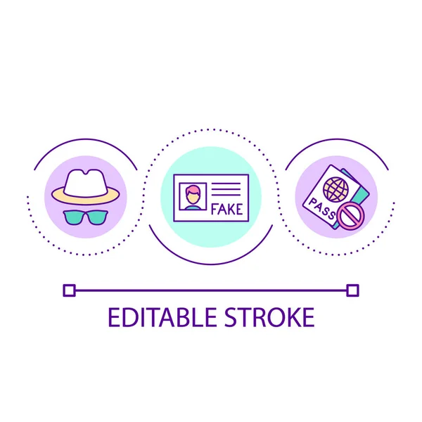 Ícone Conceito Falsificação Documentos Identidade Passaporte Falso Identificação Crime Fraude — Vetor de Stock