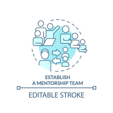 Turkuaz konsept ikonu oluşturun. Koçluk, soyut fikir ince çizgi çizimi. Katılımcıları cezbedin. İzole bir taslak çizim. Düzenlenebilir felç. Arial, Myriad Pro-Kalın yazı tipleri