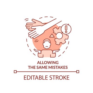 Aynı hataları terracotta konsepti simgesine kabul ederek. Zehirli akıl hocalığı soyut fikir ince çizgi çizimi. Yanlış adımlar attım. İzole bir taslak çizim. Düzenlenebilir felç. Arial, Myriad Pro-Kalın yazı tipleri