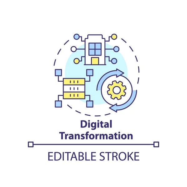 Icono Del Concepto Transformación Digital Modernización Ilustración Línea Delgada Idea — Archivo Imágenes Vectoriales