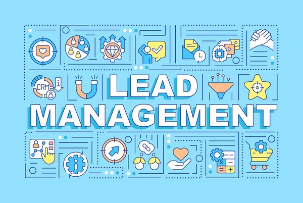 Lead Management Woord Concepten Blauwe Banner Zakelijke Strategie Infographics Met — Stockvector