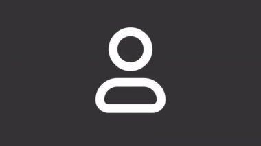 Animasyon temas beyaz çizgi ui simgesi. Kullanıcı profili sayfası. Şeffaf arkaplanda alfa kanalı olan kusursuz 4k döngüsü videosu. Gece modu için izole edilmiş kullanıcı arayüzü hareketli grafik tasarımı